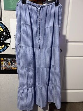 Cotton On Blue and White Striped Maxi Skirt